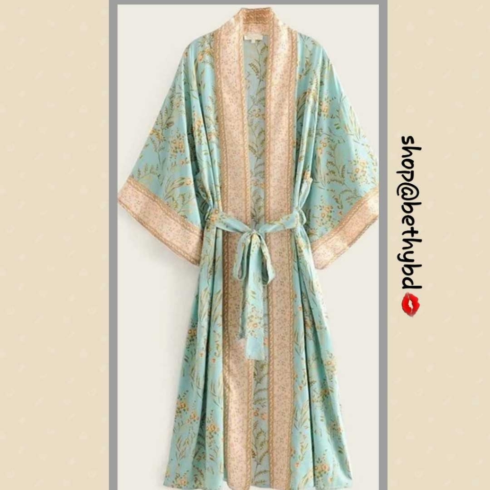 Sleeping Beauty Boho Turquoise Kimono - Picture 1 of 3